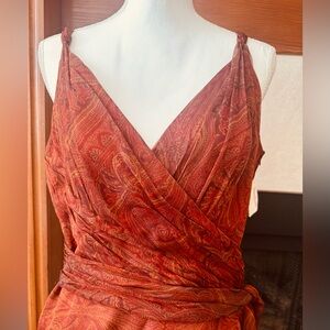 Carmen Marc Valvo Vintage Strapless Top in Warm Red Paisley